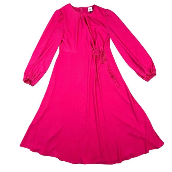 CAbi Delight Midi Dress Fuchsia Hot Pink Cutout Tie Waist Size Small #6578 - Picture 2 of 9